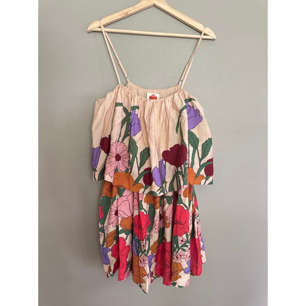 FARM RIO Tiered Floral Mini Dress Size Large - Picture 3 of 6